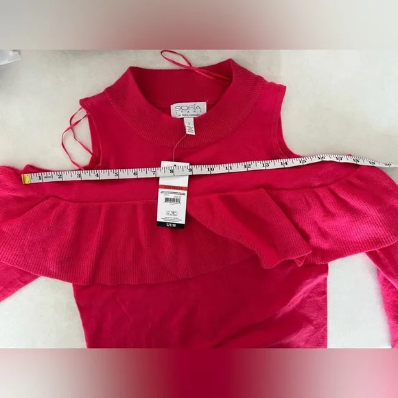 NWT SOFIA JEANS/ Pink/ Cold shoulders/ Knit long sleeve sweater/ Size US S - Picture 13 of 16